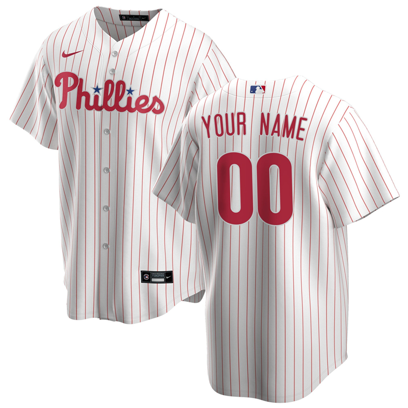2020 MLB Men Philadelphia Phillies Nike White Red Home 2020 Replica Custom Jersey 1->philadelphia phillies->MLB Jersey